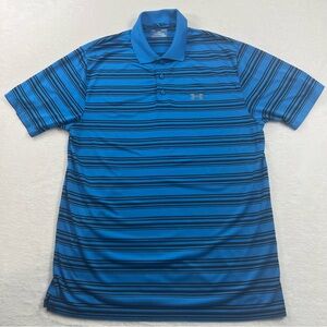 Under Armour Men's Blue Striped Polo Shirt size Large
